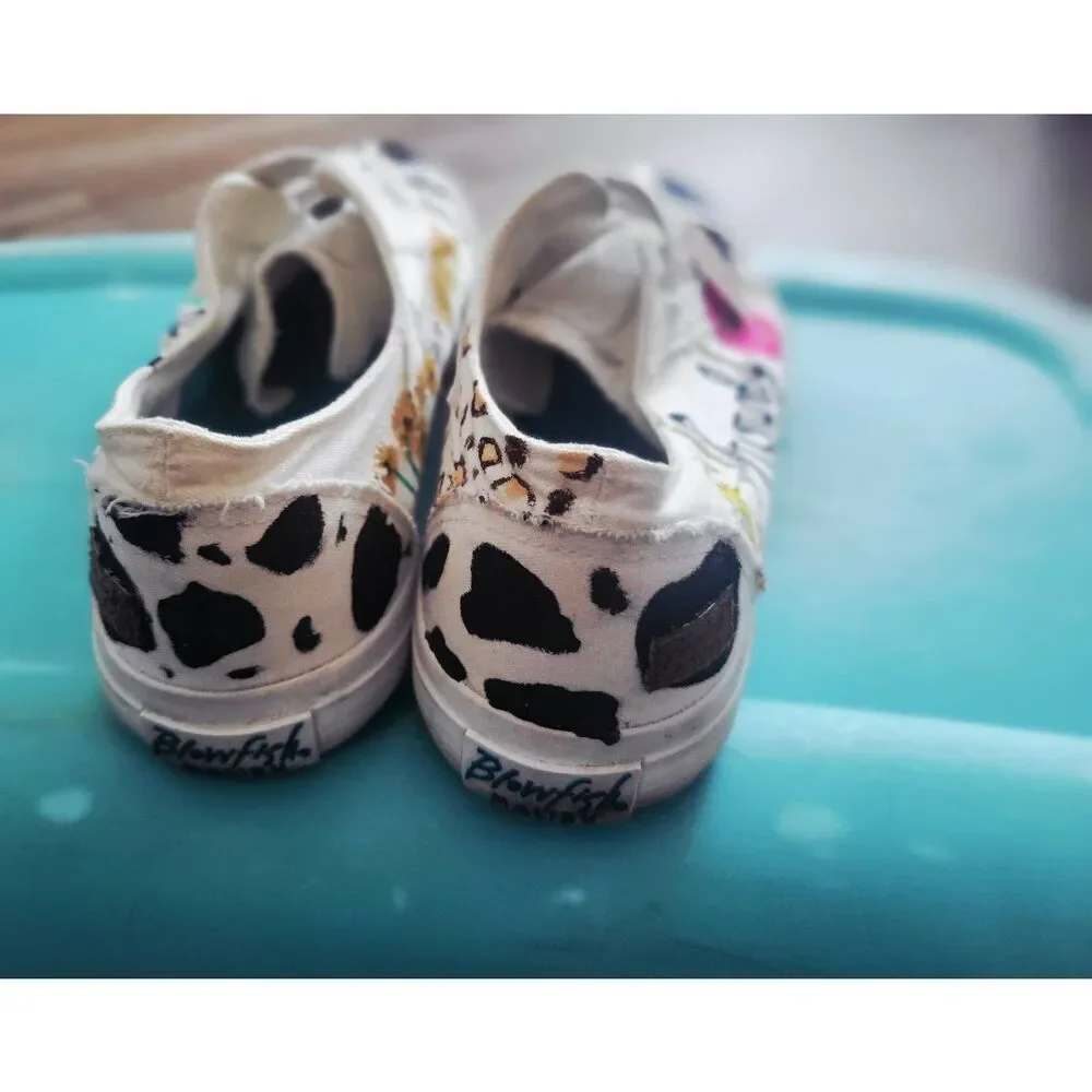 Hand painted Blowfish shoes western design womens size 9 cow print